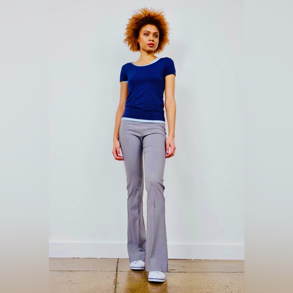 Avenue Montaigne Women’s Bellini Full Length Flare Pant Gray Size 10 Slimming